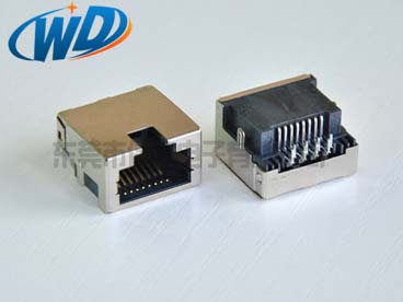 超低高度板下型RJ45 帶屏蔽殼網卡接口 8針 板下高度4.20mm