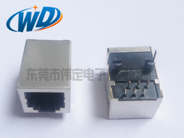 側插帶屏蔽殼90度RJ11 6P6C 6P4C電話插座 6針接口